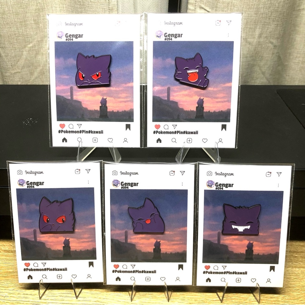 Pokemon Pin Set Of 5 Gengar Kawaii Brooch Fashion Lapel Badge Jewelry Gift